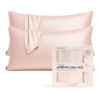 Kitsch Lot de 2 taies d'oreiller en Satin avec Fermeture éclair pour Les Cheveux et la Peau, Plus Douces Que la Soie, Taille King Size (Rose poudré)