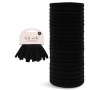 Kitsch Lot de 20 élastiques à cheveux pour femme, sans dommage, pour queue de cheval, élastiques pour cheveux épais - Noir