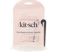 Kitsch Lot de 200 élastiques en caoutchouc transparent et pince à cheveux noirs - Élastiques transparents sans accrocs | Sans dommages et tenue douce | Idéal pour un usage quotidien | Femmes et
