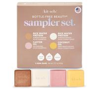 Kitsch Lot de 4 shampoings solides et après-shampoing - Barre de riz et huile de ricin - Barre de riz et après-shampoing hydratant en profondeur - Zéro gaspillage