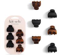 Kitsch Lot de 6 mini pinces à cheveux élégantes pour femme - Reste en place sans tirer ou s'accrocher - Plastique durable et robuste pour un style quotidien - Tortue et noir