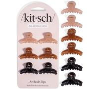 Kitsch Lot de 6 petites pinces à cheveux arquées | Mini pinces à cheveux à maintien sûr | Idéales pour les sections de coiffure | Accessoires de cheveux en plastique recyclé pour femme - Rose doux