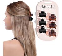 Kitsch Lot de 6 petites pinces à cheveux pour femme - Reste en place sans tirer ou s'accrocher | Plastique durable et robuste - Noir et tortue