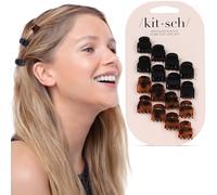 Kitsch Petites pinces à cheveux pour femmes, élégantes pinces pour enfants, restent en place sans tirer ni attraper, fabriquées en plastique résistant, tortue et noir, 16 pièces