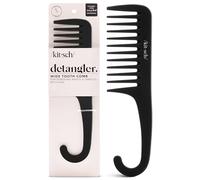 Kitsch Peigne démêlant à dents larges - Poignée incurvée pour cheveux bouclés, humides et épais, peigne de douche noir pour femme
