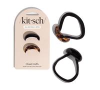 Kitsch Petits élastiques à cheveux pour tresses et queues de cheval - Élastiques à cheveux élégants sans dommages pour femme | Plastique recyclé et élastiques en nylon | Élégant et durable - Noir et