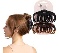Kitsch Pinces à cheveux, Noir et Écaille de tortue, 2 Grandes Pieuvre
