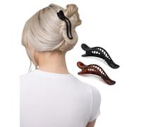 Kitsch Pinces à cheveux plates Kitsch pour femme - Fixation forte et antidérapante | Design incurvé et élégant | Accessoires cheveux - Noir et écaille, 2 pièces