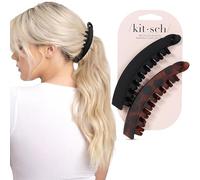 Kitsch Pinces banane pour cheveux femme, 2 pièces, Noir et écaille