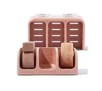 Kitsch Porte-savon auto-drainant pour douche - Support en plastique recyclé pour shampooing, après-shampoing et gel douche | Porte-savon de douche chic pour 3 barres avec ventouses amovibles