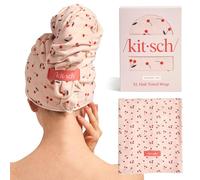 Kitsch Serviette Cheveux Microfibre pour Femme, Imprimé Cerises | Serviette cheveux microfibre ultra-absorbante, tous types de cheveux, aide à réduire les frisottis