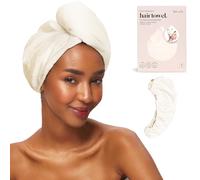 Kitsch Serviette de cheveux en microfibre pour femme, serviette en microfibre, super absorbante, séchage rapide, anti-frisottis, pour cheveux longs et courts, turbans pour femme, blanc ivoire