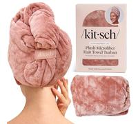 Kitsch Serviette en microfibre pelucheuse pour femme - Turban pour cheveux mouillés, super absorbante - Séchage rapide, anti-frisottis - Pour cheveux longs et courts, humides et bouclés - Terre cuite