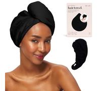 Kitsch Serviette en microfibre pour cheveux - Séchage rapide - Pour femmes - Pour cheveux mouillés,Serviette en microfibre pour cheveux,Serviettes pour femmes,Turban pour cheveux mouillés (noir)