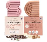 Kitsch Shampoing à l'huile de ricin et barre après-shampoing au beurre de karité - Barre solide végétalienne et naturelle | Savon hydratant et hydratant, sans paraben, fabriqué aux États-Unis - Lot de