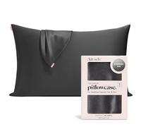 Kitsch Taie d'oreiller 100% Satin avec Fermeture éclair, Plus Douce Que la Soie pour Les Cheveux et la Peau, Taie d'oreiller Rafraîchissante, Housse de Coussin en Satin de Taille Standard, Charbon