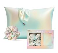 Kitsch Taie d'oreiller en satin avec fermeture éclair, plus douce que la soie, lavable en machine, infroissable, taille queen/standard (48,3 x 66 cm) avec chouchou en satin sans dégâts, couleur aura