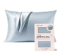 Kitsch Taie d'oreiller en Satin avec Fermeture éclair, Plus Douce Que la Vraie Soie, Taille Standard, 48,3 x 66 cm, Respirante, Lisse et rafraîchissante pour Cheveux avec 600 Fils (Bleu Brume, Grand