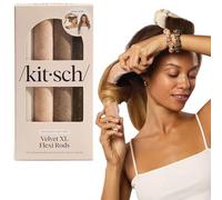 Kitsch Tiges flexibles XL pour boucles sans chaleur pendant la nuit - Rouleaux de cheveux en velours doux pour femme - Bigoudis pour dormir - Eucalyptus, 4 pièces