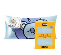 Kitsch x BT21 (Koya) Taie d'oreiller en Satin avec Fermeture éclair pour Les Cheveux et la Peau, très Douce, Lisse, rafraîchissante, Infroissable, Lavable en Machine, King Size, 48 x 91,4 cm