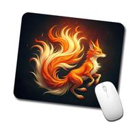 Kitsune De Feu du Renard Flamboyant Tapis De Souris Gaming Résistant À Usure Mousepad Lavable Mouse Pad pour Maison Voyage Ordinateur 25X30Cm