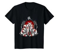 Kitsune de Renard Japonais à Neuf queues T-Shirt, Enfant, Noir, 2 Ans