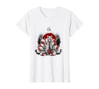 Kitsune de Renard Japonais à Neuf queues T-Shirt, Femme, Blanc, XXL