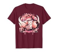 Kitsune Fox Renard Japonais à Neuf queues Fleurs de Cerisier T-Shirt, Homme, Marron, XL