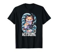 Kitsune Kanji Fox Spirit Rétro Anime Japon Souvenir T-Shirt