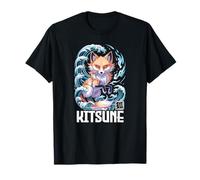 Kitsune Kanji Fox Spirit Rétro Anime Japon Souvenir T-Shirt