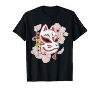 Kitsune Masque à neuf queues fleurs de cerisier fleurs T-Shirt