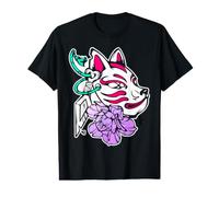 Kitsune Masque d'amour, Fleur et dague Kunai T-Shirt Graphique avec Valeur