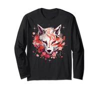 Kitsune Masque Renard Japonais Anime Kawaii Blossom Cherry Flower Manche Longue