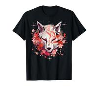 Kitsune Masque Renard Japonais Anime Kawaii Blossom Cherry Flower T-Shirt