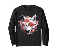 Kitsune Masque Renard Japonais Anime Kawaii Fleur Cerisier Manche Longue