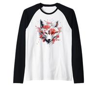 Kitsune Masque Renard Japonais Anime Kawaii Fleur Cerisier Manche Raglan