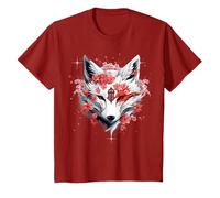 Kitsune Masque Renard Japonais Anime Kawaii Fleur Cerisier T-Shirt