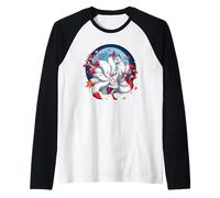 Kitsune Renard À Neuf Queues Folklore Japonais Sakura Manche Raglan