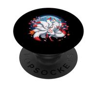 Kitsune Renard À Neuf Queues Folklore Japonais Sakura PopSockets PopGrip Adhésif