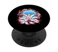 Kitsune Renard À Neuf Queues Folklore Japonais Sakura PopSockets PopGrip Adhésif