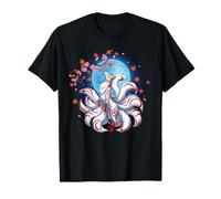 Kitsune Renard À Neuf Queues Folklore Japonais Sakura T-Shirt