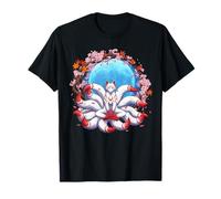 Kitsune Renard À Neuf Queues Folklore Japonais Sakura T-Shirt