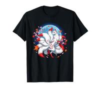 Kitsune Renard À Neuf Queues Folklore Japonais Sakura T-Shirt