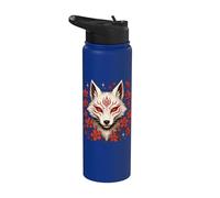 Kitsune Renard, art japonais, anime et kawaii, fleur Stainless Steel Insulated Water Bottle