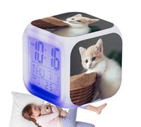 Kitten Alarm Clock - Horloge Numérique Cube LED, Horloge Alarme Colorée Électronique | Avec Les Amateurs De Chat Avec Grand Écran D'écran, Décor Moderne Pour Les Conception Utilisée Pour Les