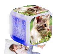 Kitten Alarm Clock - Horloge numérique Cube pour enfants, Horloge Alarme Colorée | Avec écran LED Amoureux des chats Grand écran Horloge électronique Grossissement pour la décoration du salon et la