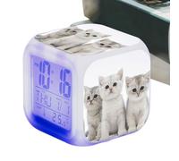 Kitten Alarm Clock - Horloge numérique LED Cube, Horloge d'alarme électronique colorée | Horloge grand écran pour enfants Responsabilité croissante pour les amoureux des chats Décoration de salon