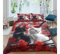 Kitten duo Linge de Lit Microfibre résistante 3 Pièces 3D Effet Léger Floral garden scène Ensemble De Literie avec Taie d'oreiller Facile d'entretien for Chambre à Coucher Super king（260x220cm）