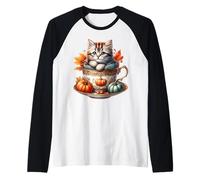 Kitten Fall Cat in Pumpkin Coffee Mug for Cat Mom and Autumn Manche Raglan