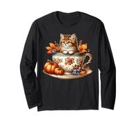 Kitten Fall Coffee Mug with Autumn Leaves for Mom Cute Cat Manche Longue